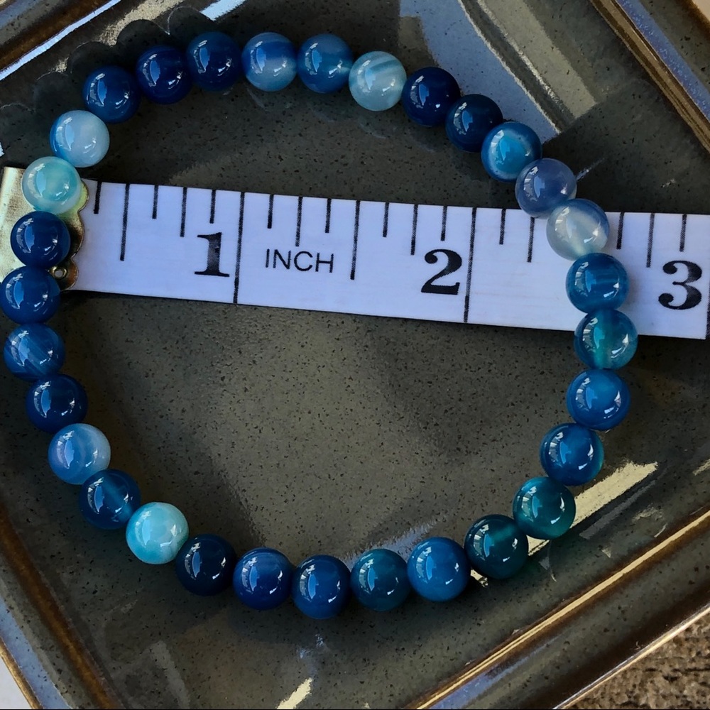 ✨BLUE AGATE STONE BRACELET 6mm✨ - Picture 5 of 7